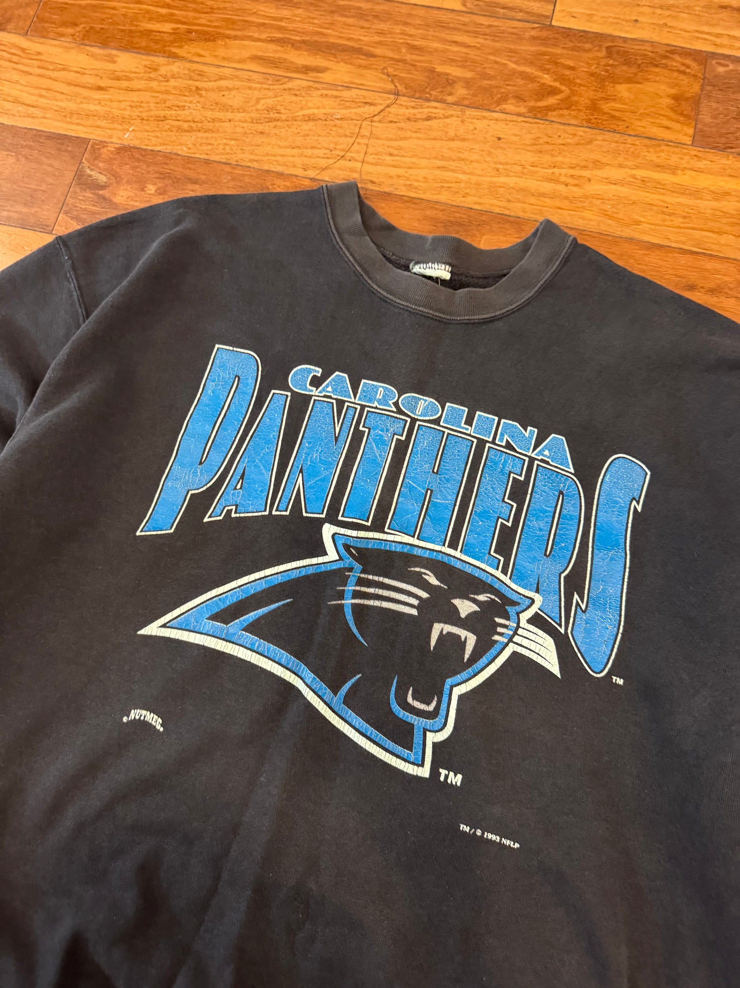1993 Carolina Panthers Faded Black Crewneck (XL)