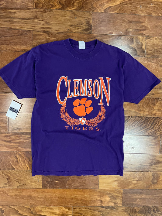 00s Clemson Tigers Spell Out Purple Tee (L)