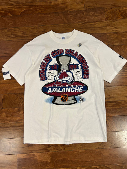 1996 Colorado Avalanche Stanley Cup Champions Deadstock Vintage Starter NHL Tee (L)
