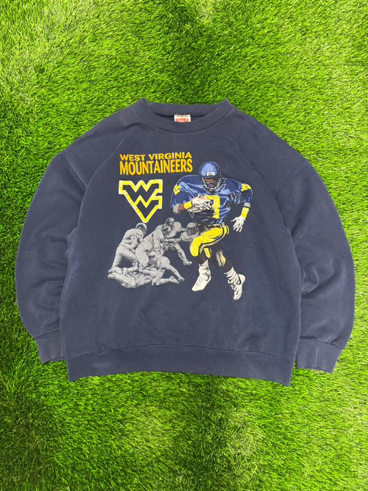 90s West Virginia University WVU Nutmeg Vintage Football Crewneck (L)