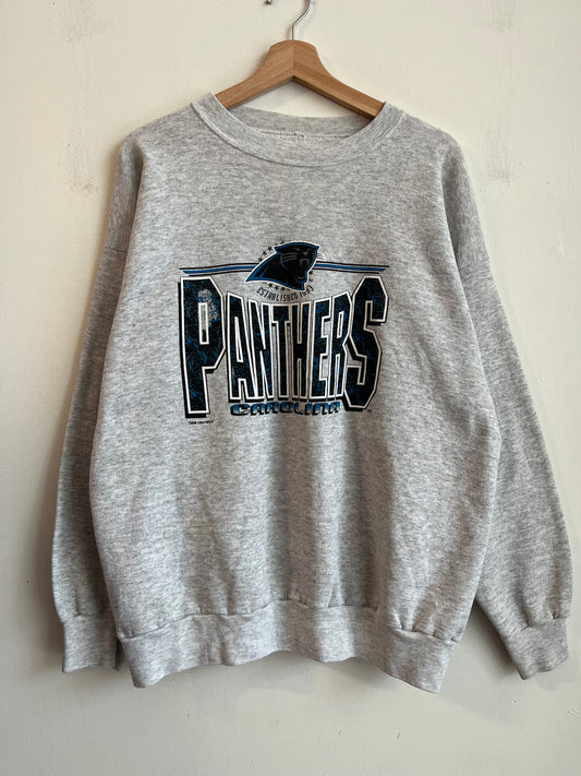1993 Carolina Panthers Grey Spell Out Crewneck (XL)
