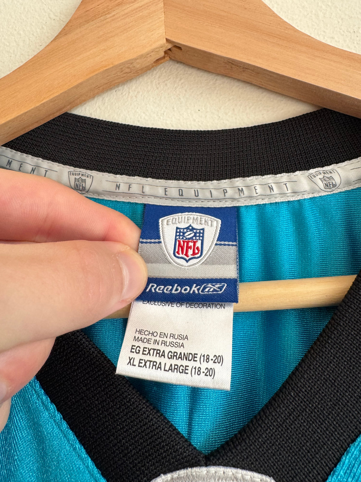 00s Carolina Panthers Brad Hoover Electric Blue Jersey (Youth XL)