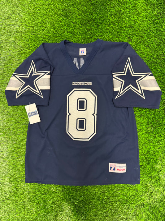 90s Dallas Cowboys Troy Aikman #8 Vintage Logo 7 NFL Jersey (M)