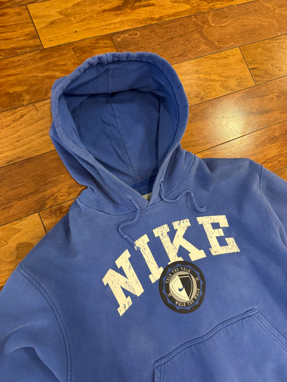 00s Nike Spell Out Swoosh Blue Hoodie (M)
