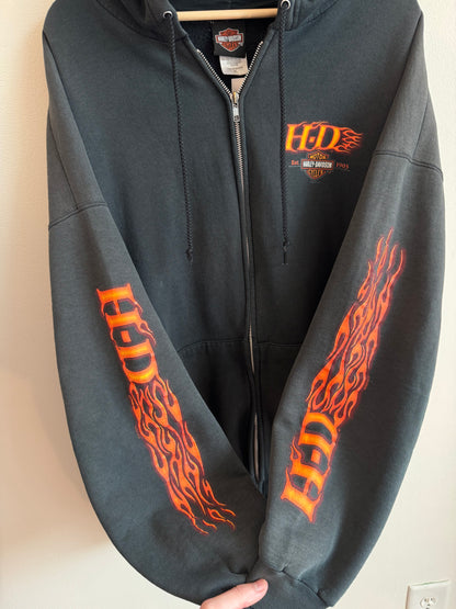 2004 Harley Davidson Winston Salem Flames Zip Up Hoodie (XL)
