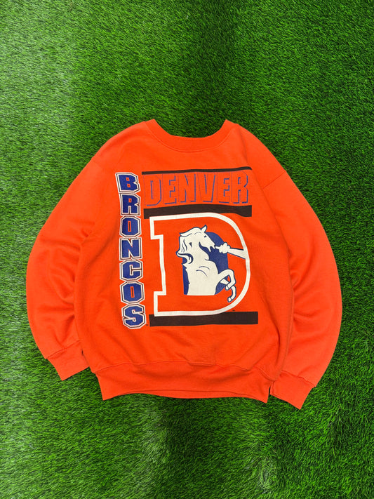 90s Denver Broncos Old Logo Orange Crewneck (M)