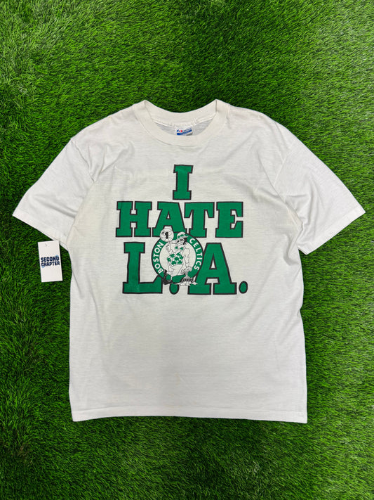 90s Boston Celtics "I Hate LA" Vintage NBA Tee (L)