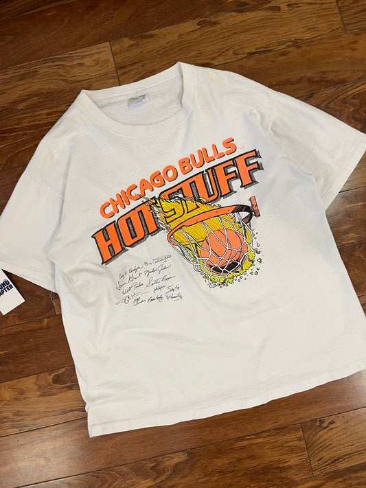 90 Chicago Bulls Hot Stuff Graphic Vintage Tee (XL)