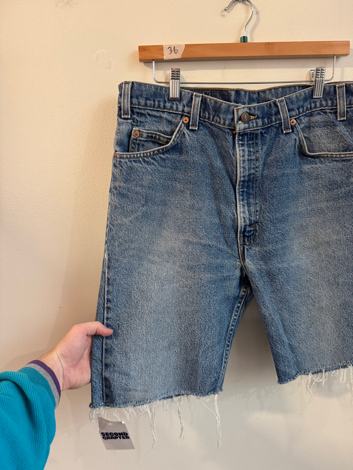 90s Levi's 505 Orange Tab Mud Wash Shorts (36)