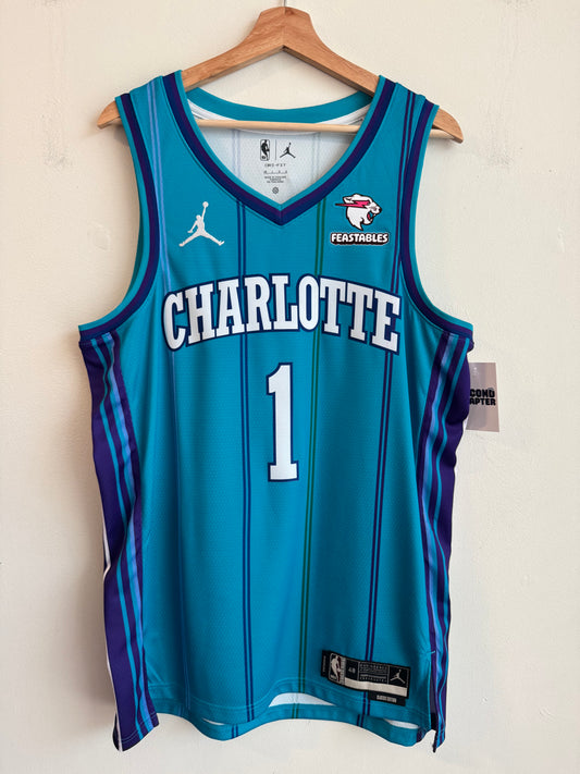 2023 Charlotte Hornets LaMelo Ball Classic Edition Teal Pinstripe Jordan Jersey (L)