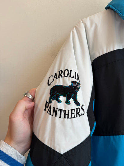 90s Carolina Panthers Nutmeg Embroidered Puffer Jacket (M)