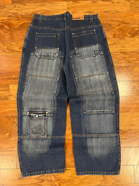 00s Culture Double Knee Baggy Jeans (38x30)