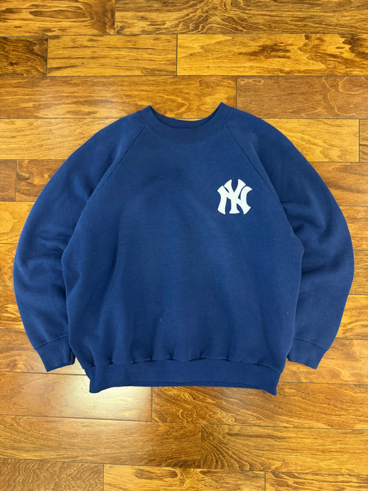 90s Yankees Blue Essential Embroidered Crewneck (L)