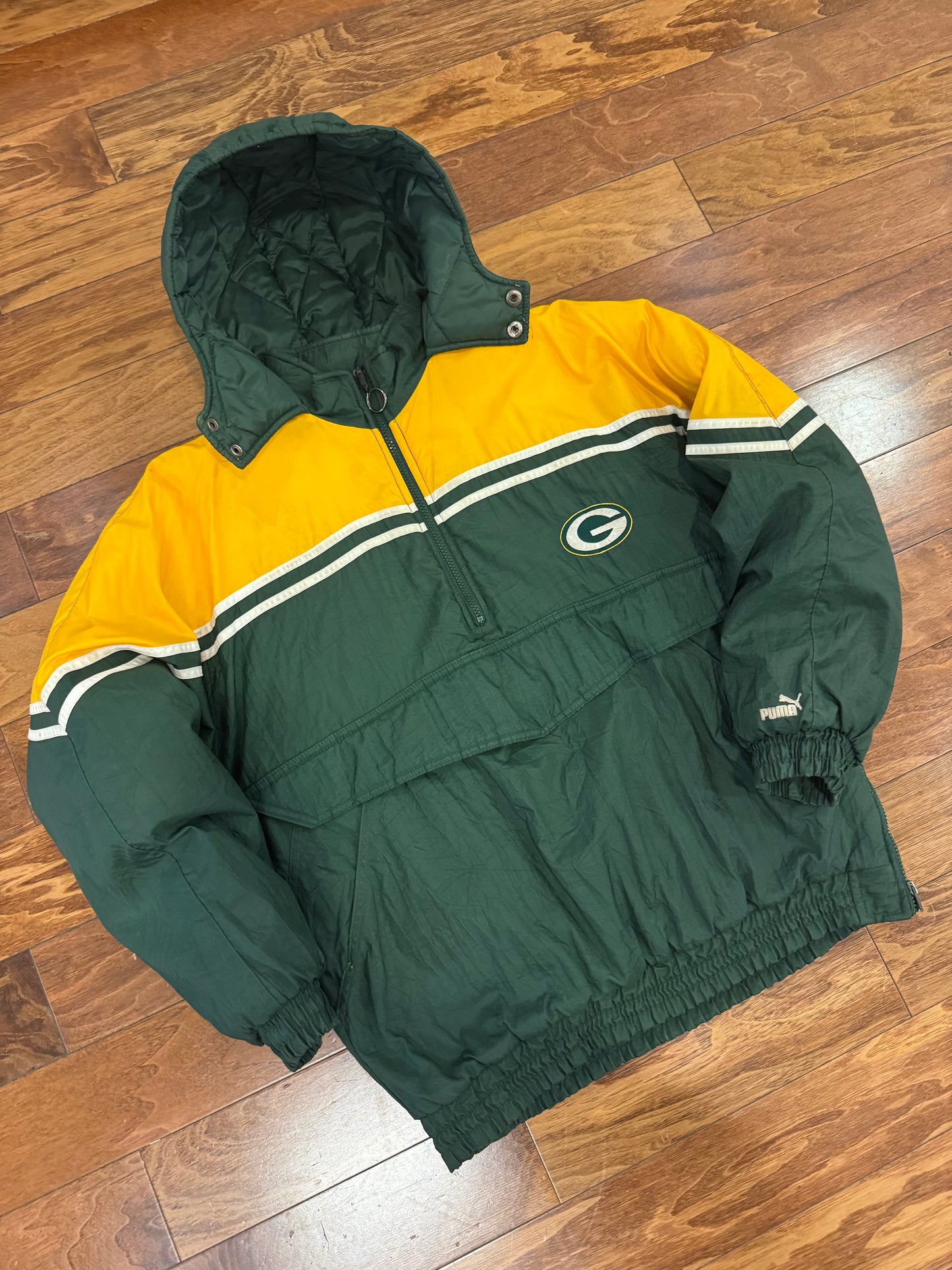 90s Green Bay Packers Puma Puffer Jacket (Youth XL)