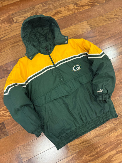 90s Green Bay Packers Puma Puffer Jacket (Youth XL)