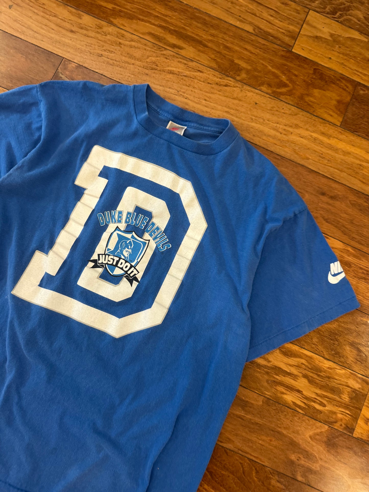 90s Duke Nike "Just Do It" Blue Tee (XL)