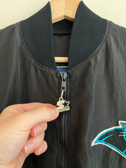 90s Carolina Panthers Starter 1/4th Zip Black Windbreaker (M)