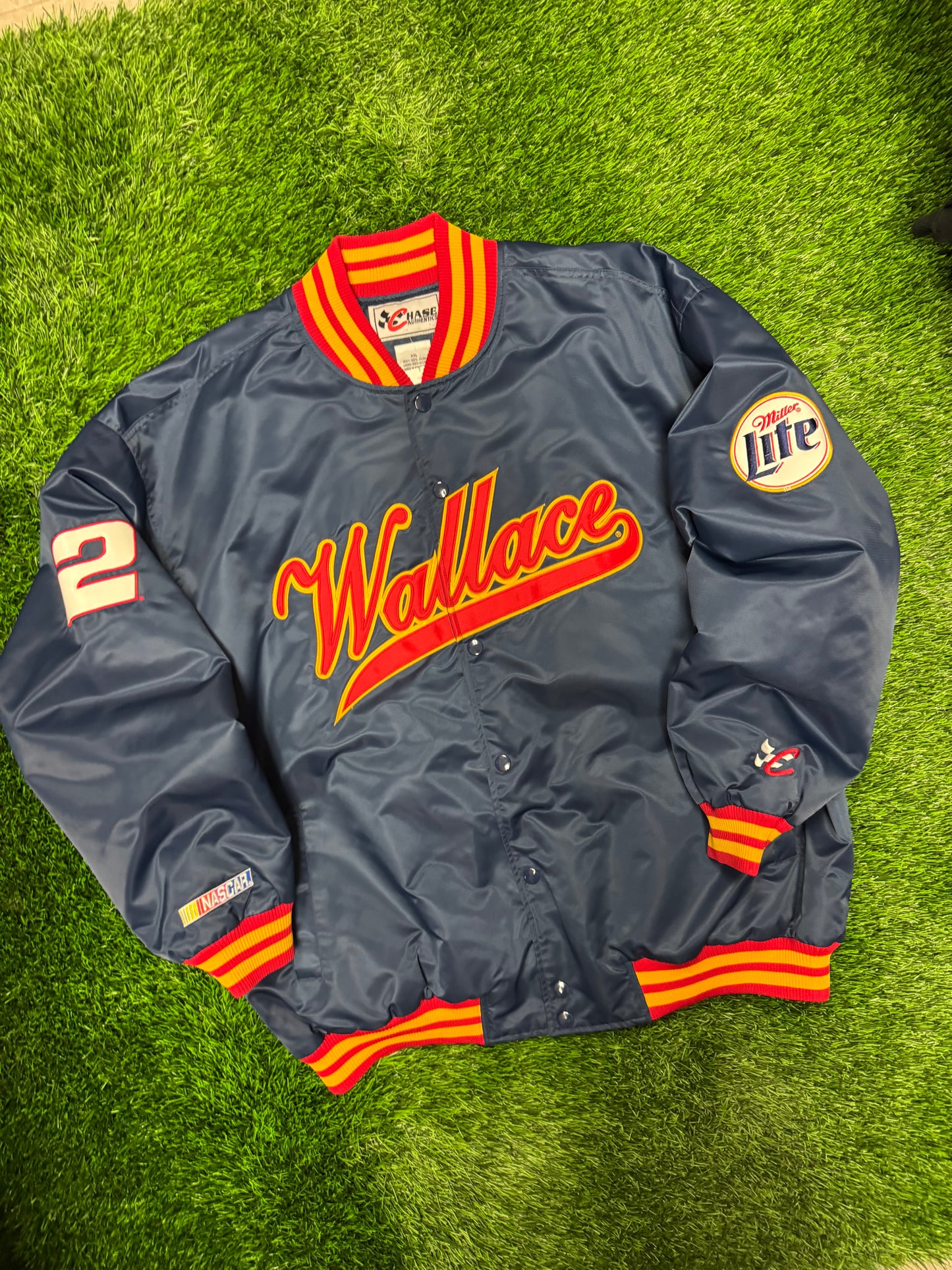 90s Rusty Wallace Chase Authentic Vintage Nascar Satin Jacket (XXL)