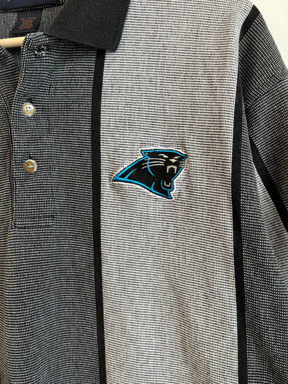 90s Carolina Panthers Striped Antiuga Polo Shirt (L)
