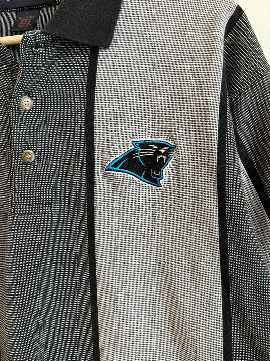 90s Carolina Panthers Striped Antiuga Polo Shirt (L)