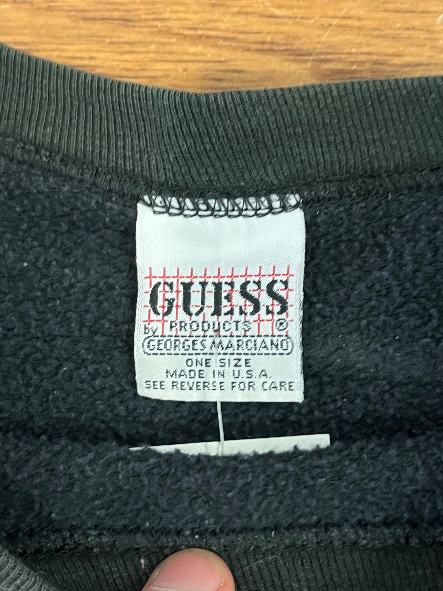 90s USA Guess Black Embroidered Crewneck (L)
