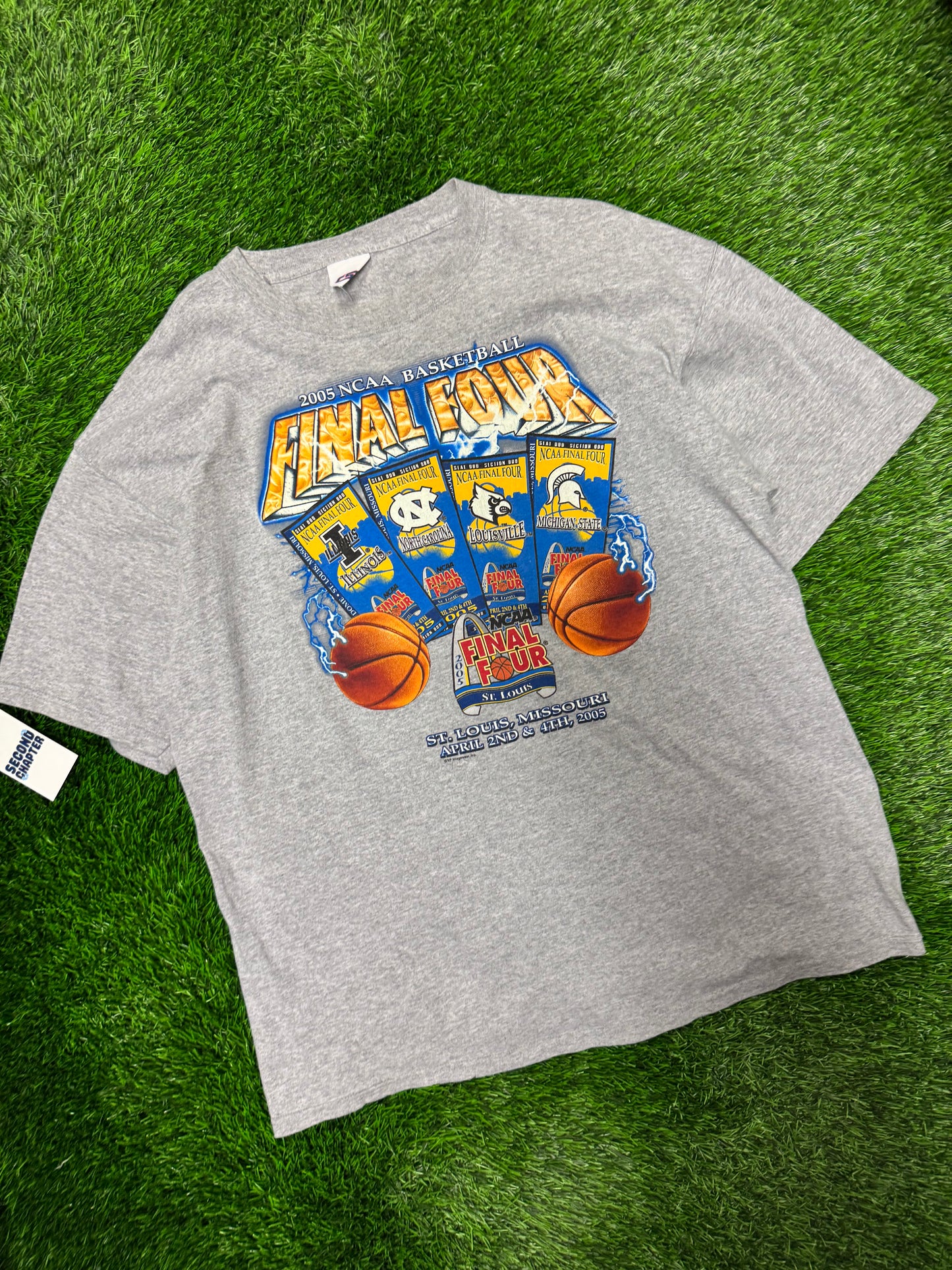 2005 NCAA Basketball Final Four (Illinois, UNC, Louisville, Michigan State) Tee (XL)