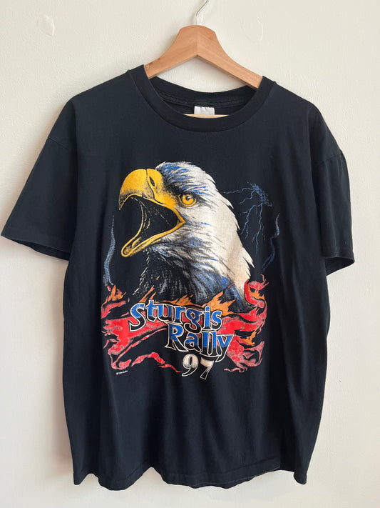1997 Sturgis Rally Eagle Lightning Graphic Biker Tee (XL)