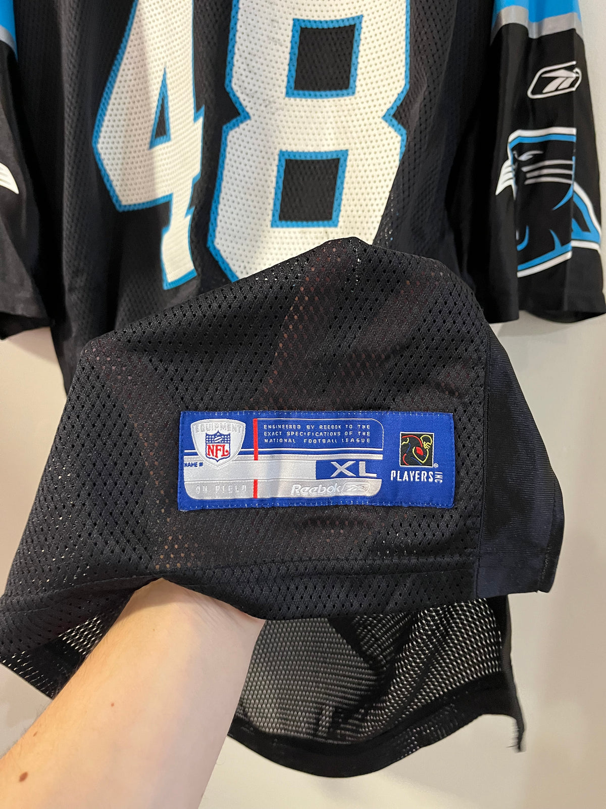 00s Carolina Panthers Stephen Davis Reebok Black Jersey (XL)