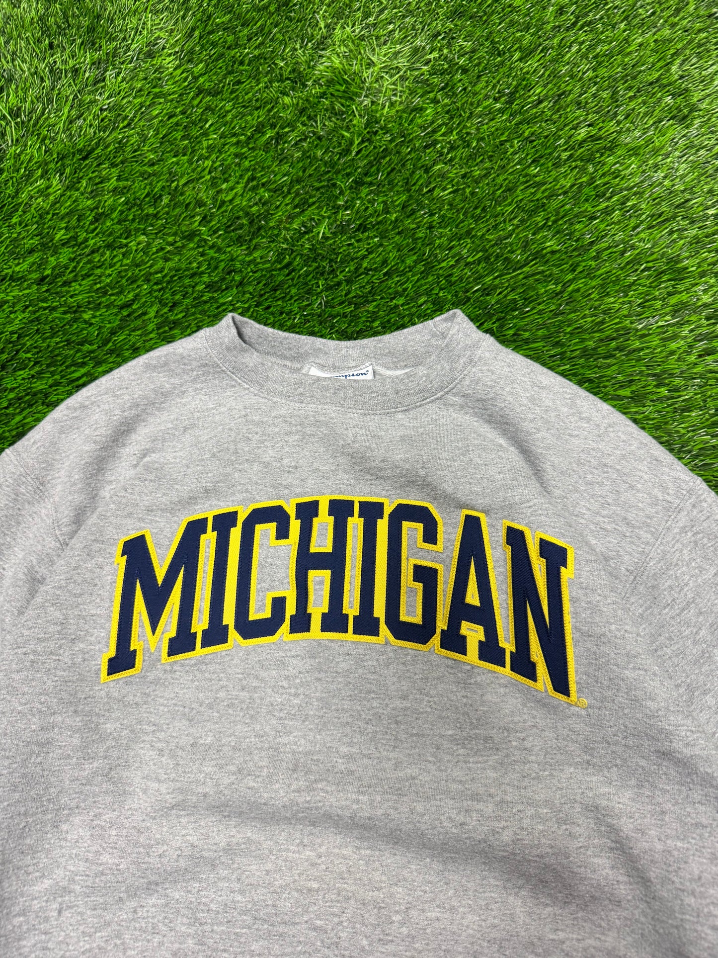 2010s Michigan University Champion Grey Spell Out Crewneck (M)
