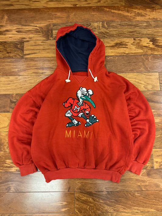 90s Miami Hurricanes Vintage Mascot Hoodie (L)