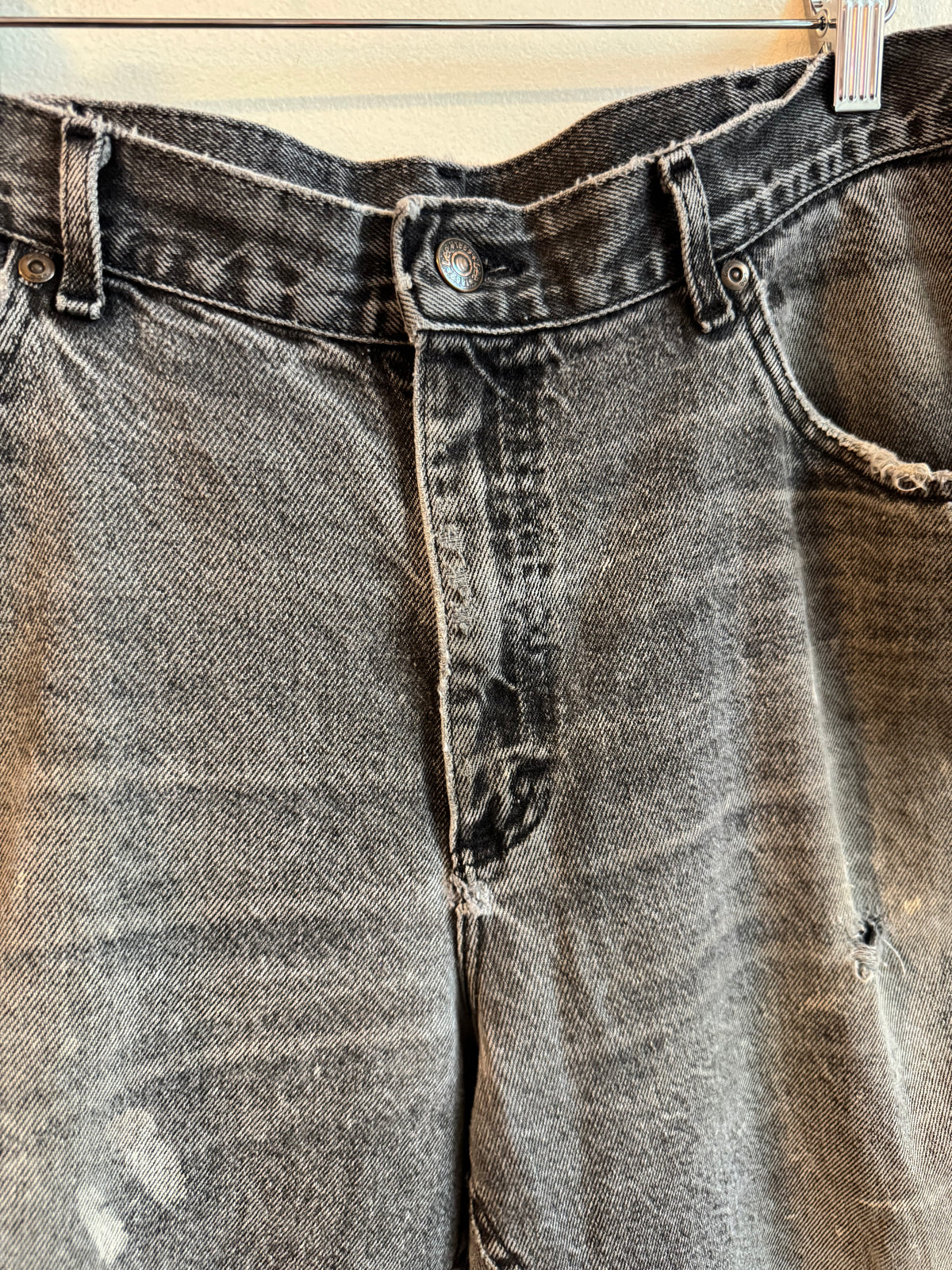 90s Lee Faded Black Distressed Shorts (36)