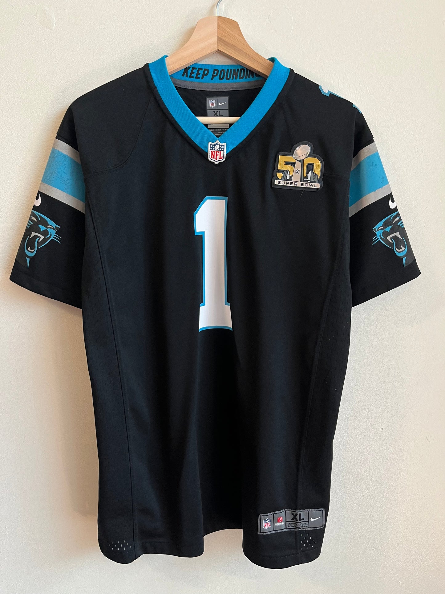 2015 Carolina Panthers SB 50 Home Jersey (Youth XL)