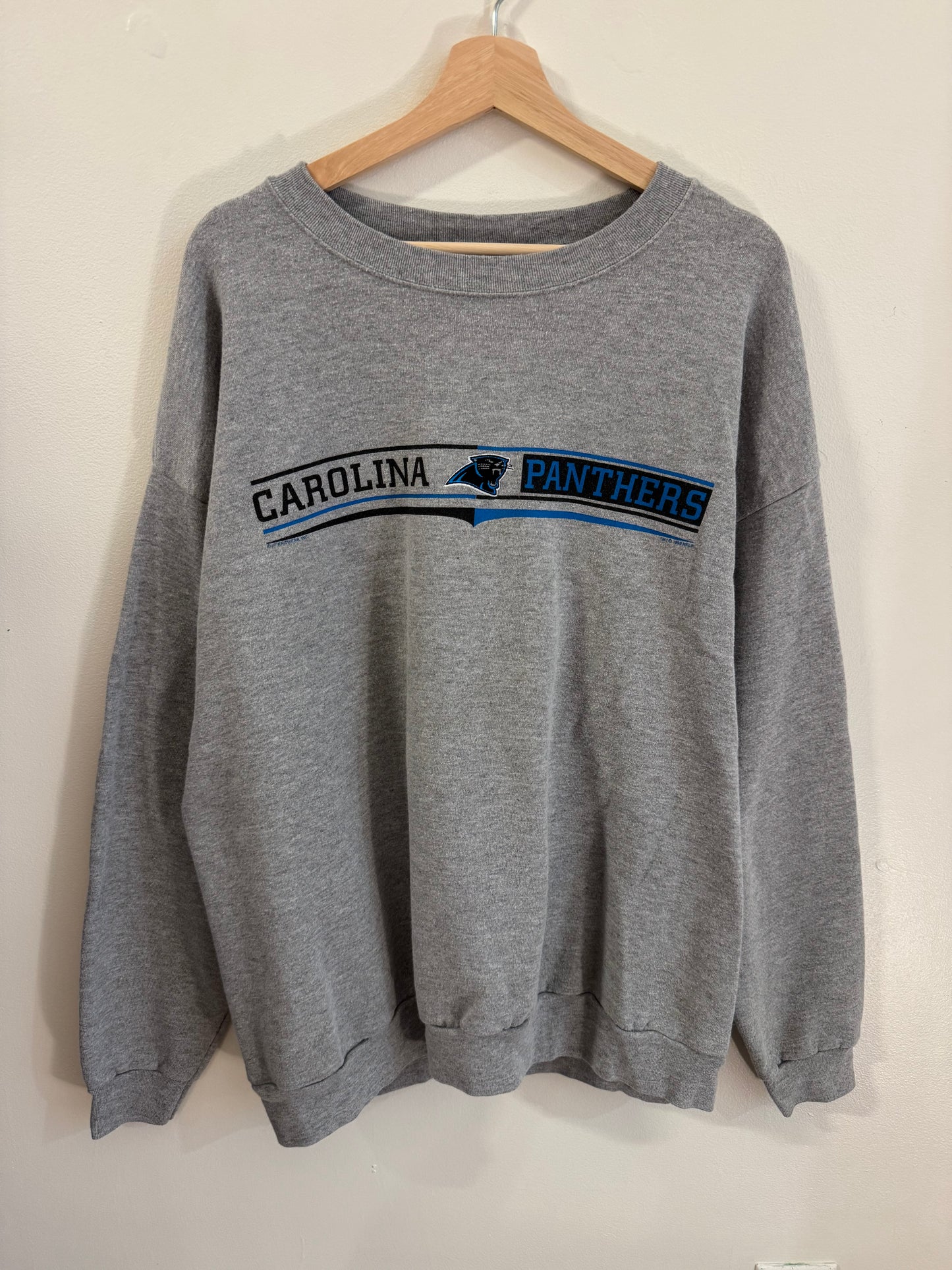 1998 Carolina Panthers CSA Grey Spell Out Crewneck (XL)