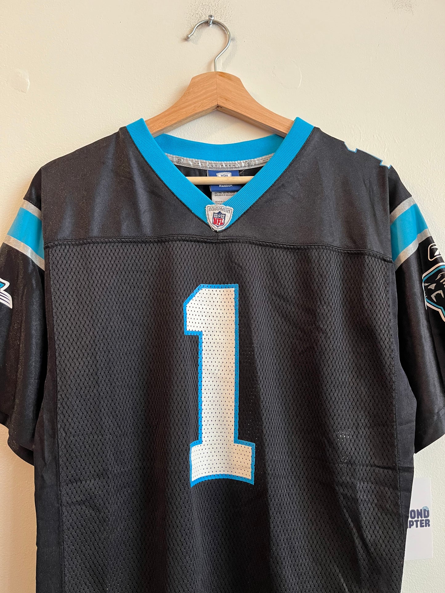 2010s Carolina Panthers Cam Newton NFL Reebok Black Jersey (Youth XL)