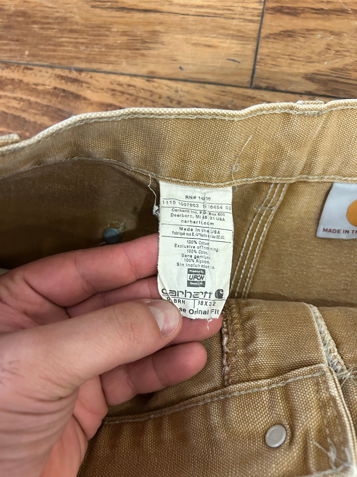 2015 Carhartt Tan Faded Double Knee Pants (38 x 32)