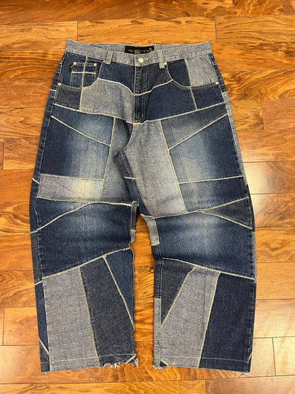 00s Vibes Baggy Patchwork Baggy Jeans (38x30)