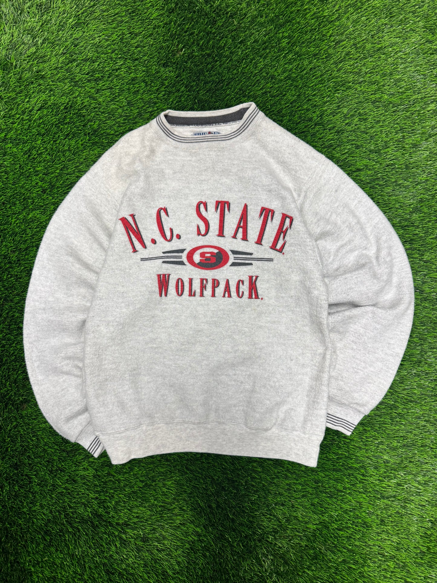 90s NC State University Wolfpack Fleece Spell Out Vintage Crewneck (S)
