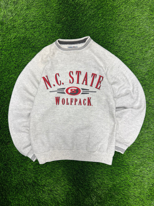 90s NC State University Wolfpack Fleece Spell Out Vintage Crewneck (S)