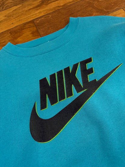 90s Nike Teal Spell Out Crewneck (XL)