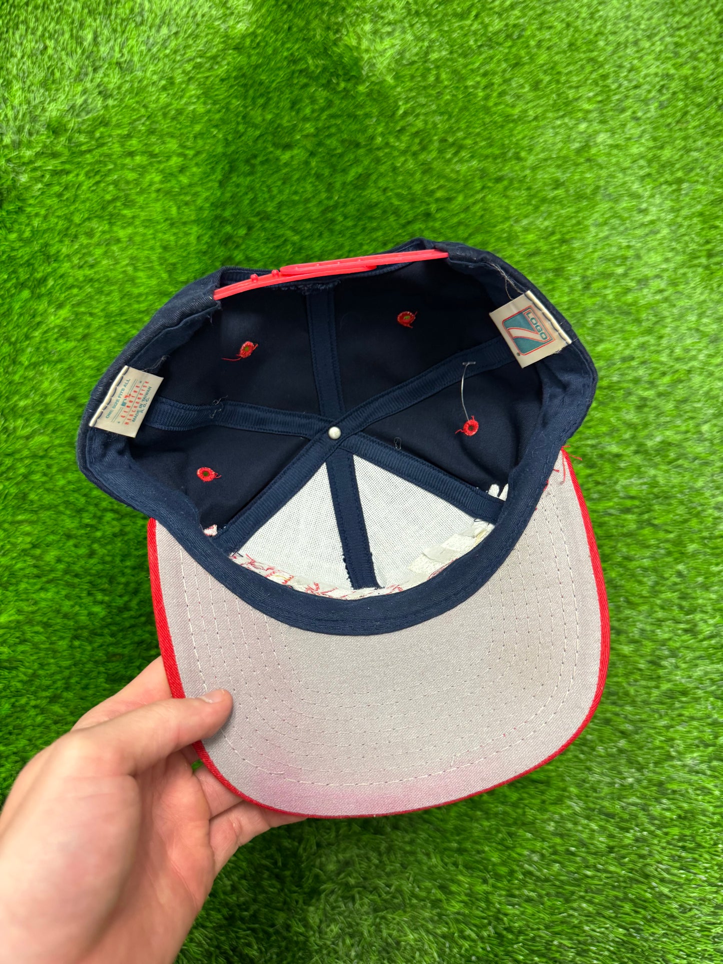 90s Atlanta Braves MLB Big Logo Vintage Snapback Hat (OS)