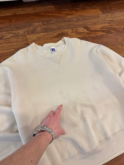 90s Russell Athletics Cream Blank Crewneck (L)