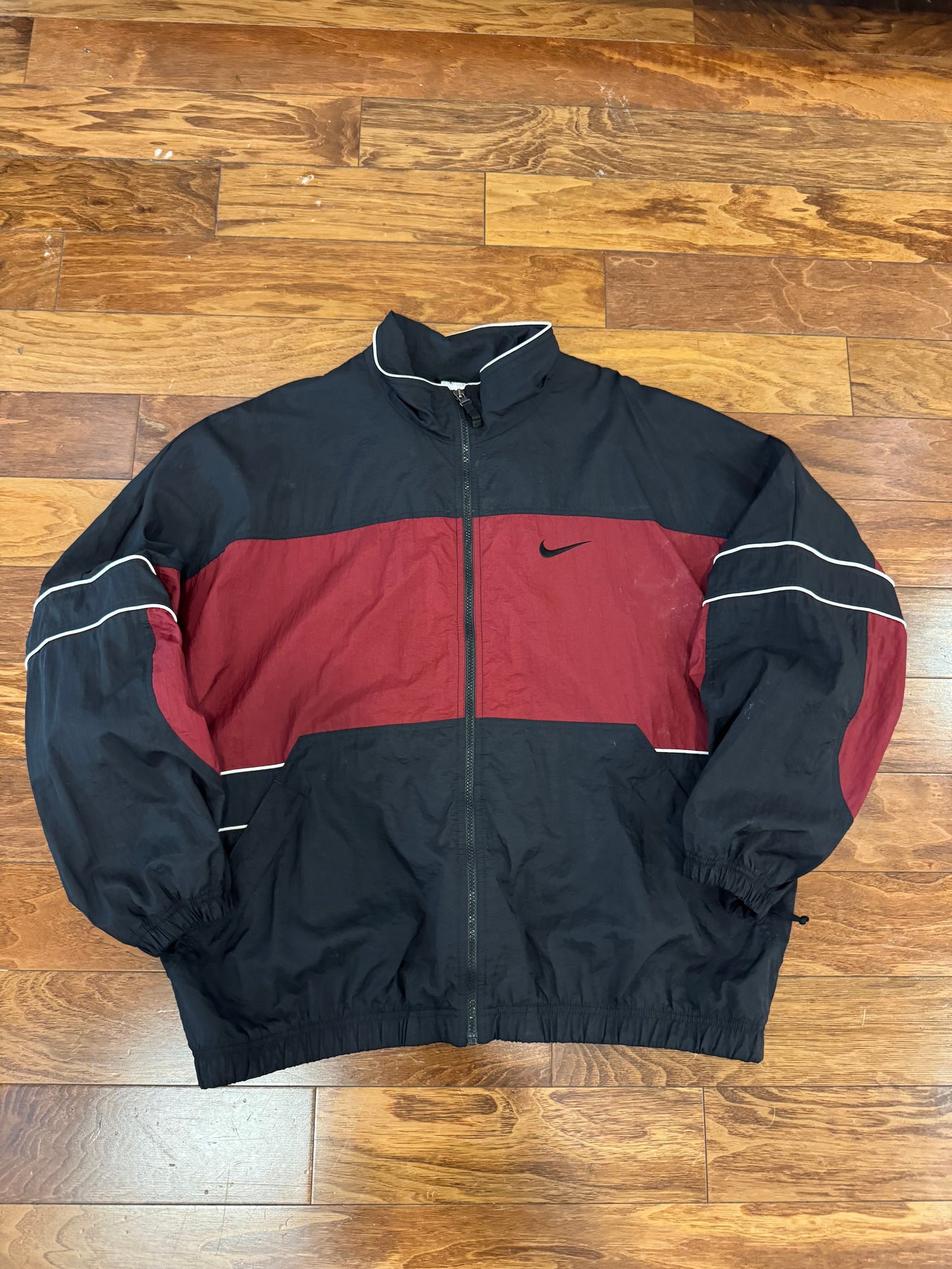 90s Nike Burgundy & Black Windbreaker (XL)
