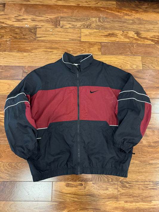 90s Nike Burgundy & Black Windbreaker (XL)