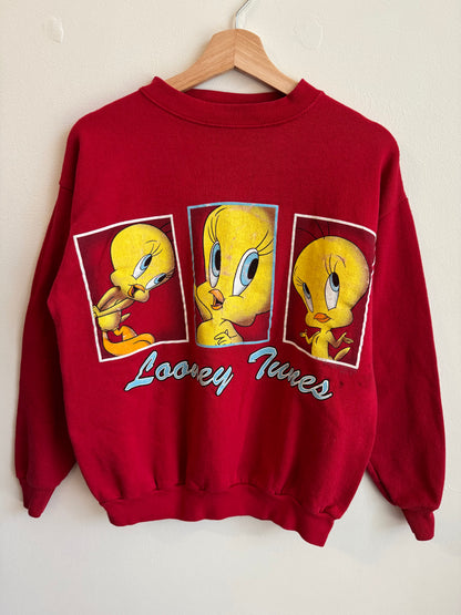 1997 Looney Tunes Tweety Bird Vintage Red Crewneck (M)