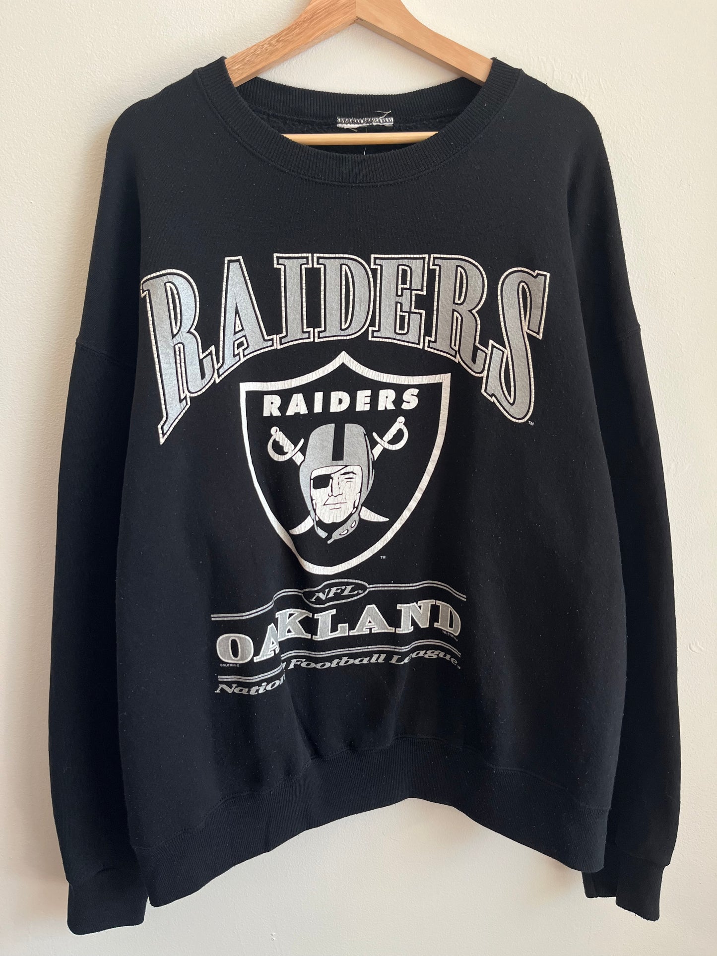 1997 Oakland Raiders NFL Graphic Spell Out Crewneck (XL)