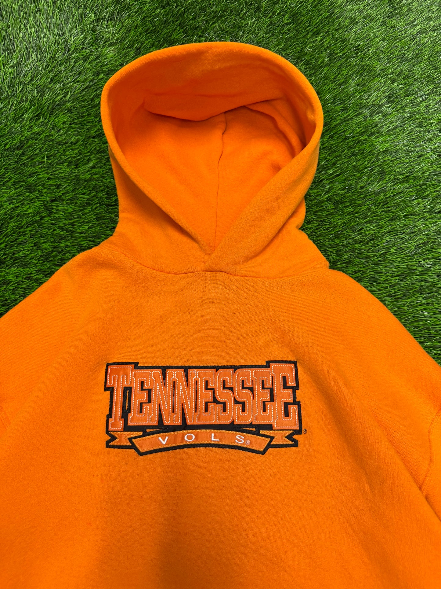 00s University of Tennessee (UT) Vols Spell Out Vintage Russell Embroidered Hoodie (L)