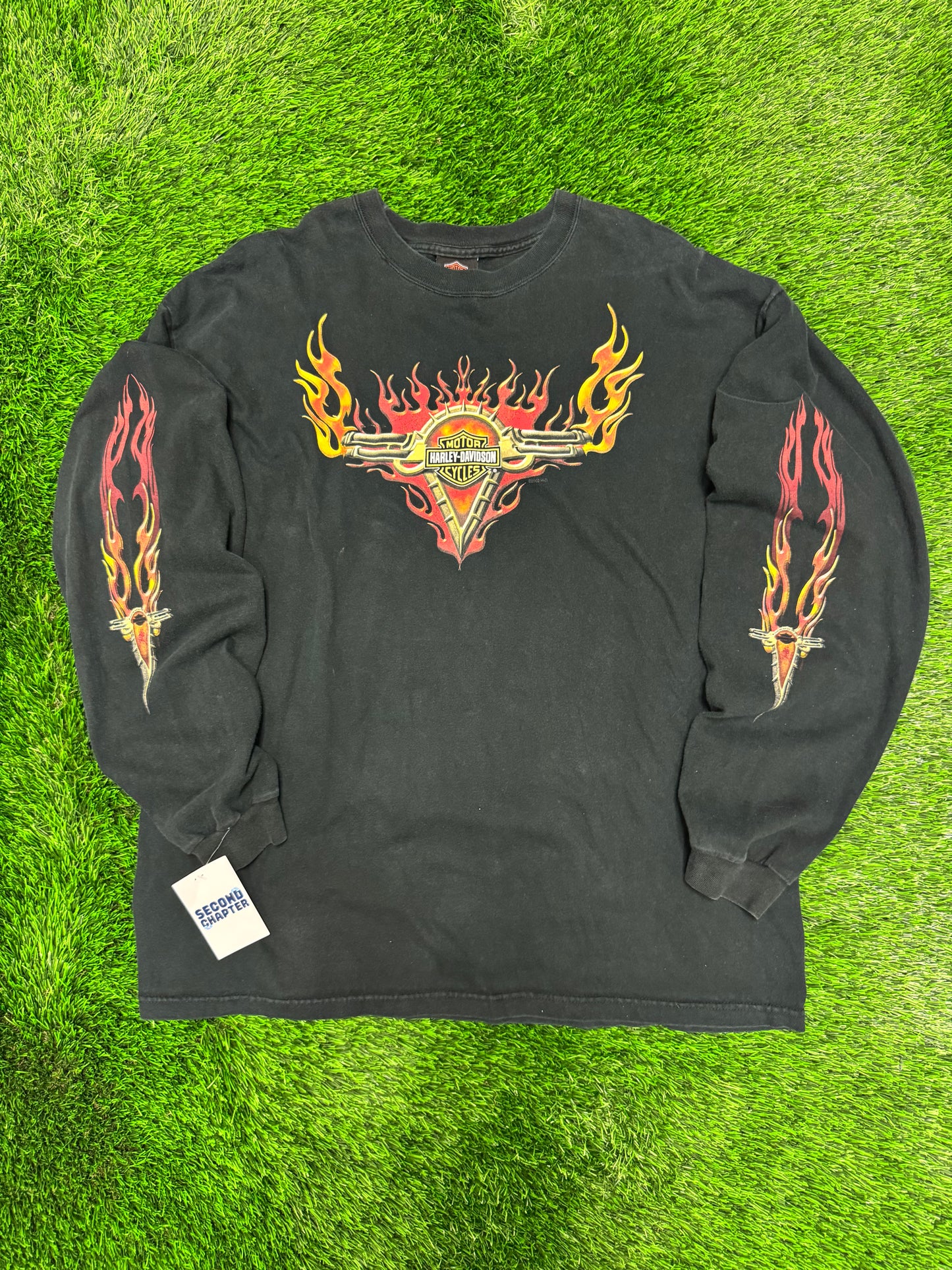 2003 Harley Davidson Vintage Flames Long Sleeve Shirt (XXL)