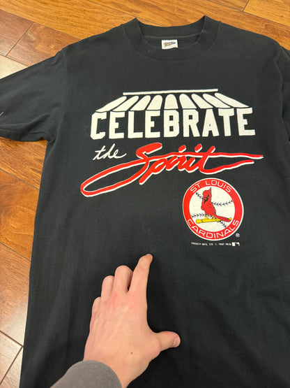 1987 St Louis Cardinals Black Vintage Tee (S)