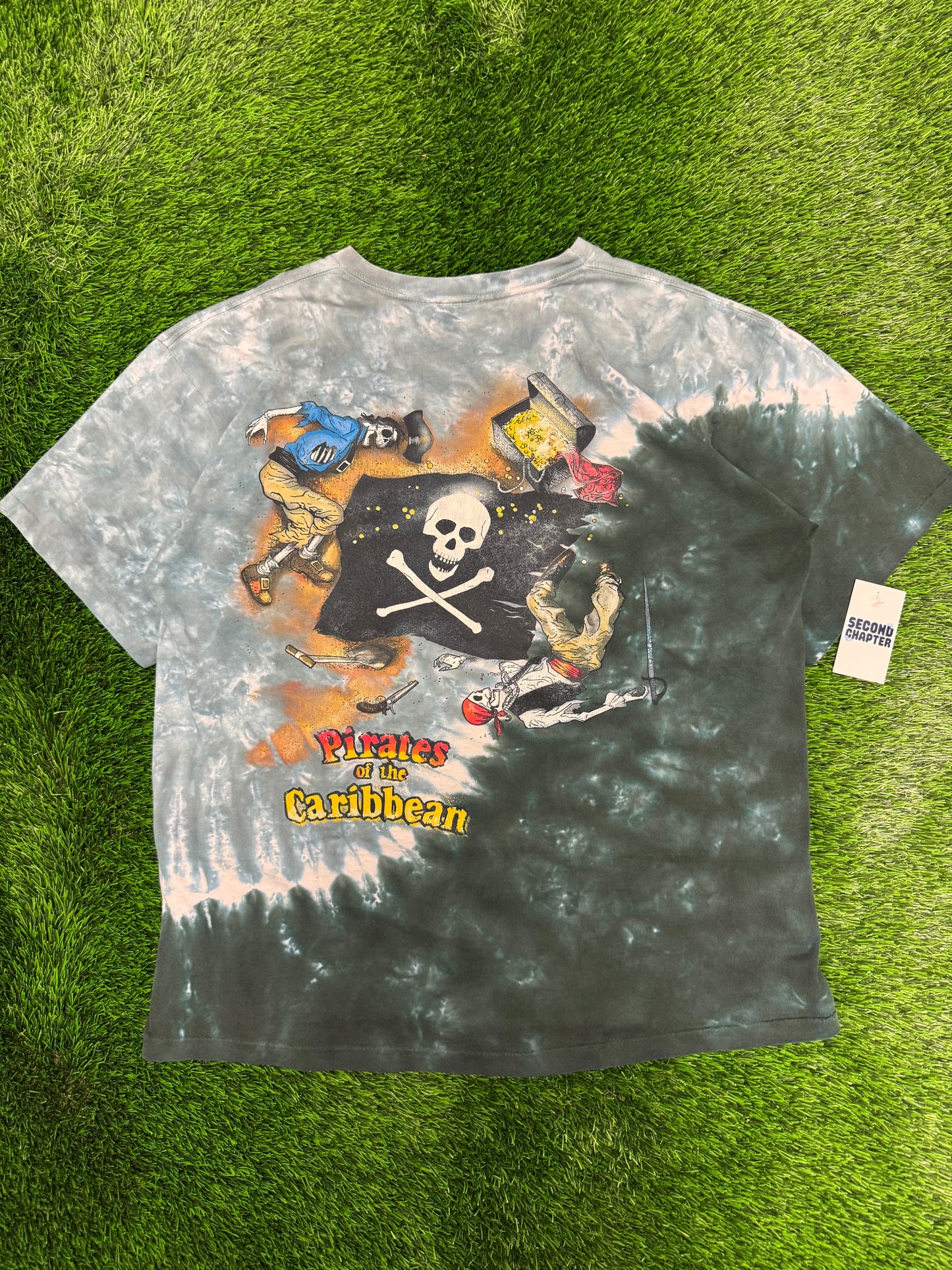 90s Pirates of the Caribbean Tie Dye Vintage Disney Grail Movie Promo Tee (XL)