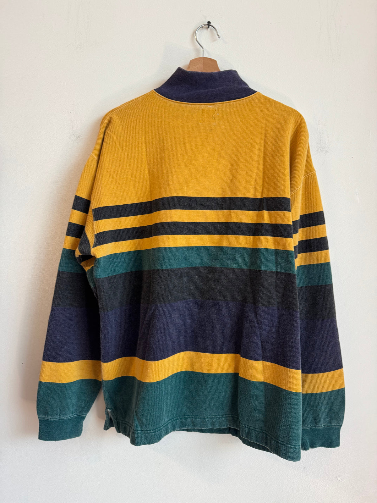00s Multi Color Quarter Zip Rugby  Polo Sweater (L)
